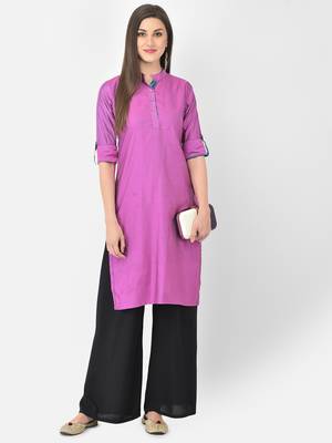 Span Purple Solid Straight Kurta 1