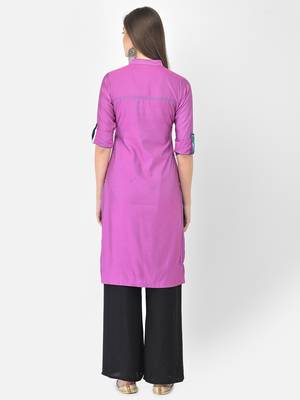 Span Purple Solid Straight Kurta 4