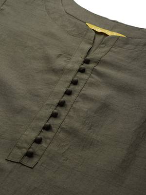 Indo Era Green Solid Straight Kurta Palazzo With Duapatta Set 5