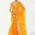 Yellow printed cotton silk saree with blouse