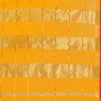 Yellow Printed Cotton Silk Saree With Blouse 6