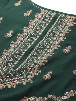 Indo Era Green Foil Printed Straight Kurta Palazzo With Dupatta Set 5