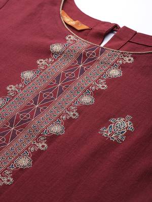 Indo Era Maroon Foil Printed Straight Kurta Palazzo With Dupatta Set 5
