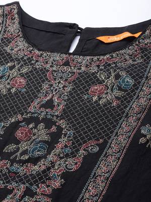 Indo Era Black Foil Printed Straight Kurta Palazzo With Dupatta Set 5