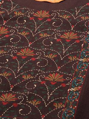 Indo Era Brown Foil Printed Straight Kurta Palazzo With Dupatta Set 5