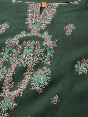 Indo Era Green Foil Printed Straight Kurta Palazzo With Dupatta Set 5
