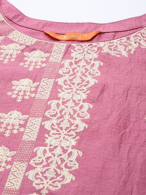 Indo Era Pink Foil Printed Straight Kurta Palazzo With Dupatta Set 5