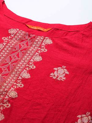 Indo Era Pink Foil Printed Straight Kurta With Palazzo Set 5