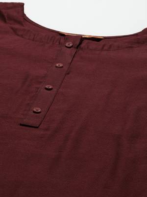 Indo Era Maroon Embroidered Straight Kurta Palazzo With Dupatta Set 5