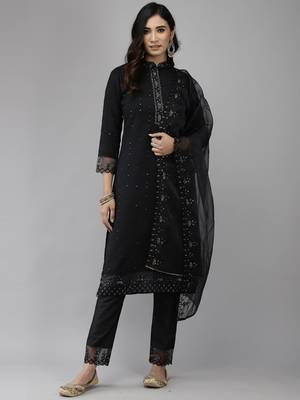 Indo Era Grey Embroidered Straight Kurta Trouser With Dupatta Set 1