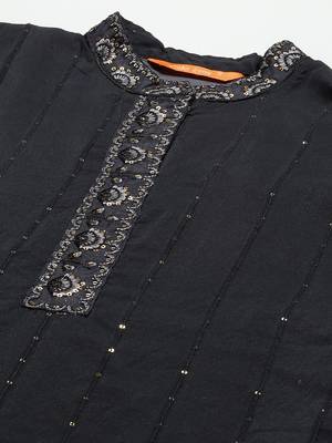 Indo Era Grey Embroidered Straight Kurta Trouser With Dupatta Set 5