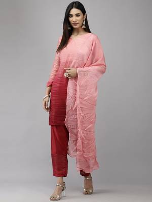 Indo Era Maroon Straight Kurta Trouser With Dupatta Set 1