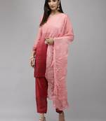 Indo Era Maroon Straight Kurta Trouser With Dupatta Set