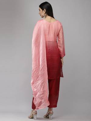 Indo Era Maroon Straight Kurta Trouser With Dupatta Set 2