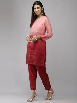 Indo Era Maroon Straight Kurta Trouser With Dupatta Set 3