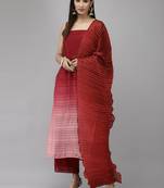 Indo Era Maroon Straight Kurta Trouser With Dupatta Set