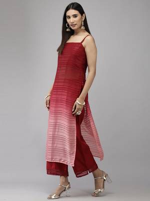 Indo Era Maroon Straight Kurta Trouser With Dupatta Set 3