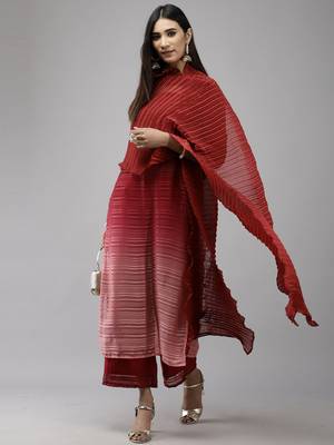 Indo Era Maroon Straight Kurta Trouser With Dupatta Set 4