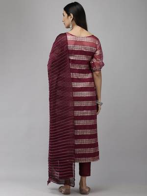 Indo Era Purple Straight Kurta Palazzo With Dupatta Set 2