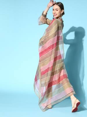Indo Era Rust Embroidered Straight Kurta Trouser With Dupatta Set 2
