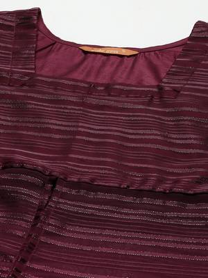 Indo Era Wine Solid Straight Kurta Palazzo With Dupatta Set 5