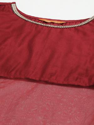 Indo Era Red Solid Straight Kurta With Palazzo Set 5