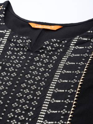 Indo Era Black Sequinned Straight Kurta Trouser With Dupatta Set 5
