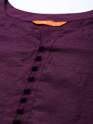 Indo Era Wine Solid Straight Kurta Palazzo With Dupatta Set 5
