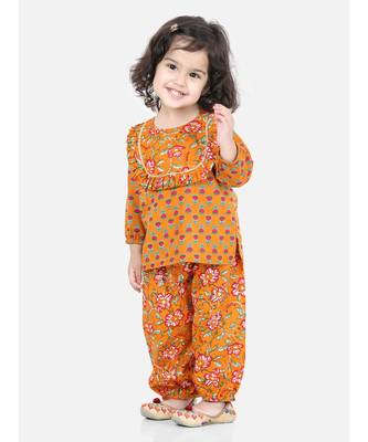 BownBee Cotton Top Harem Set for Girls- Orange 1