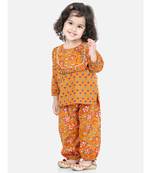 BownBee Cotton Top Harem Set for Girls- Orange