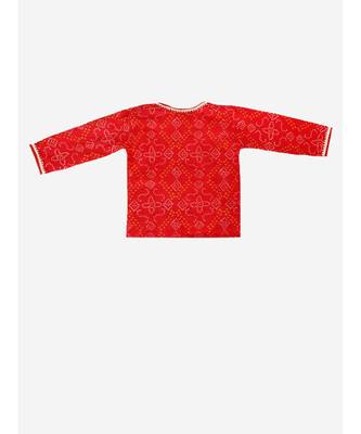 BownBee Pure Cotton Full Sleeve Jamna Set For Boys- Red 2