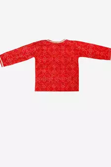 BownBee Pure Cotton Full Sleeve Jamna Set For Boys- Red