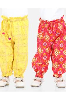 BownBee Printed Harem Set of 2 for Girls- Yellow