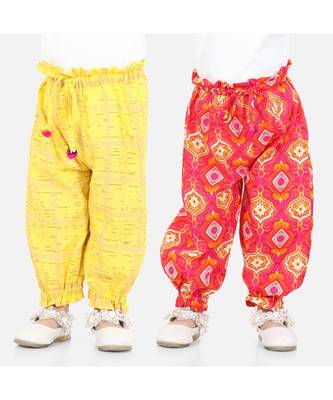 BownBee Printed Harem Set of 2 for Girls- Yellow 1