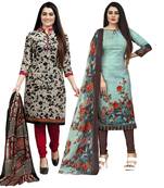 Multicolor floral print blended cotton salwar
