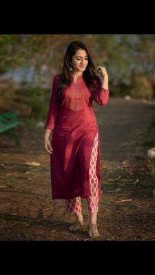 Women's Rayon Kurta with printed pant 1