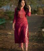 Women's Rayon Kurta with printed pant