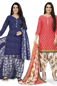 Multicolor floral print blended cotton salwar