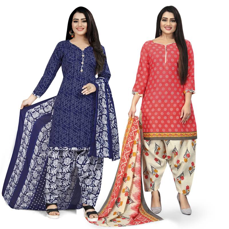 Multicolor floral print blended cotton salwar