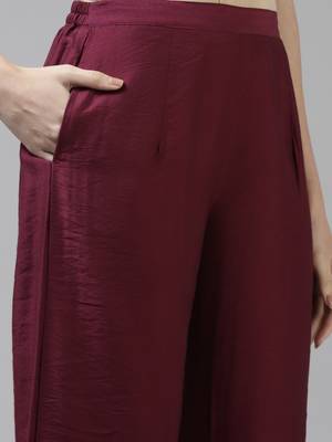 Indo Era Purple Embroidered Straight Kurta Trouser With Dupatta Set 5