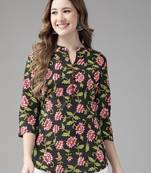 Black printed cotton cotton-tops
