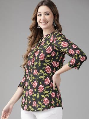 Black printed cotton cotton-tops 2