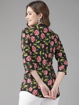 Black printed cotton cotton-tops 3