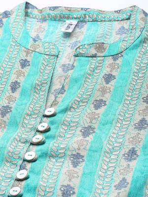 Turquoise printed viscose rayon cotton-tops 4
