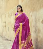 Magenta woven silk saree with blouse