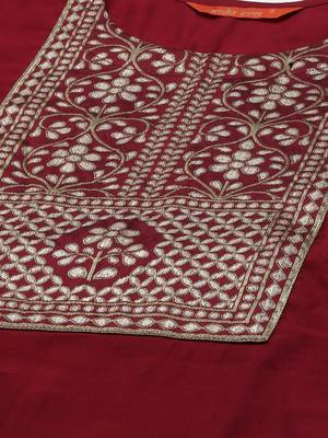 Indo Era Red Solid Straight Kurta Trouser with Dupatta Set 5