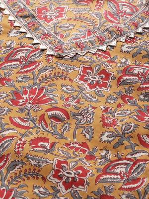 Indo Era Mustard Printed Straight Kurta Palazzo With Dupatta Set 5