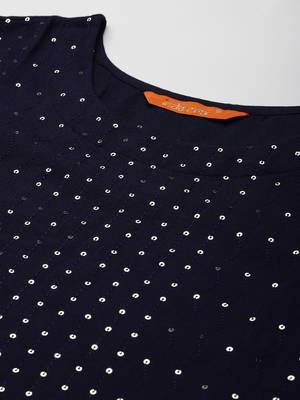 Indo Era Navy blue Embroidered Straight Kurta Trouser With Dupatta Set 5
