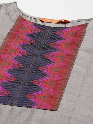 Indo Era Grey Solid  Straight Kurta Palazzo With Dupatta Set 5