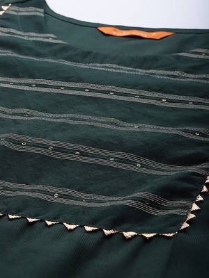 Indo Era Green Solid Straight Kurta Trouser With Dupatta Set 5